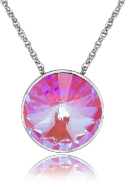 LUISIA® Halskette "Sinja" mit Kristallen von Swarovski® - 14 mm - Silber / Lotus Pink Delite