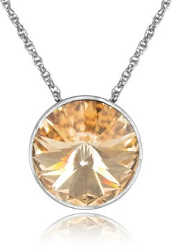 LUISIA® Halskette "Sinja" mit Kristallen von Swarovski® - 14 mm - Silber / Light Peach
