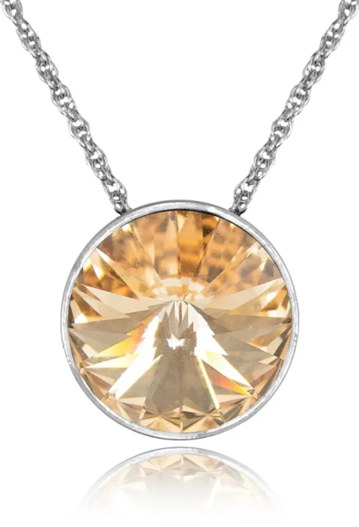 LUISIA® Halskette "Sinja" mit Kristallen von Swarovski® - 14 mm - Silber / Light Peach