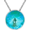 LUISIA® Halskette "Sinja" mit Kristallen von Swarovski® - 14 mm - Silber / Laguna Delite