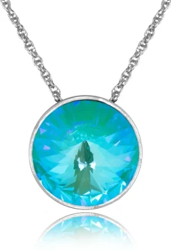 LUISIA® Halskette "Sinja" mit Kristallen von Swarovski® - 14 mm - Silber / Laguna Delite