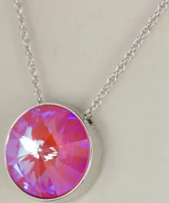 LUISIA® Halskette "Sinja" mit Kristallen von Swarovski® - 14 mm - Silber / Lotus Pink Delite