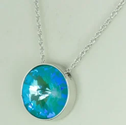 LUISIA® Halskette "Sinja" mit Kristallen von Swarovski® - 14 mm - Silber / Laguna Delite