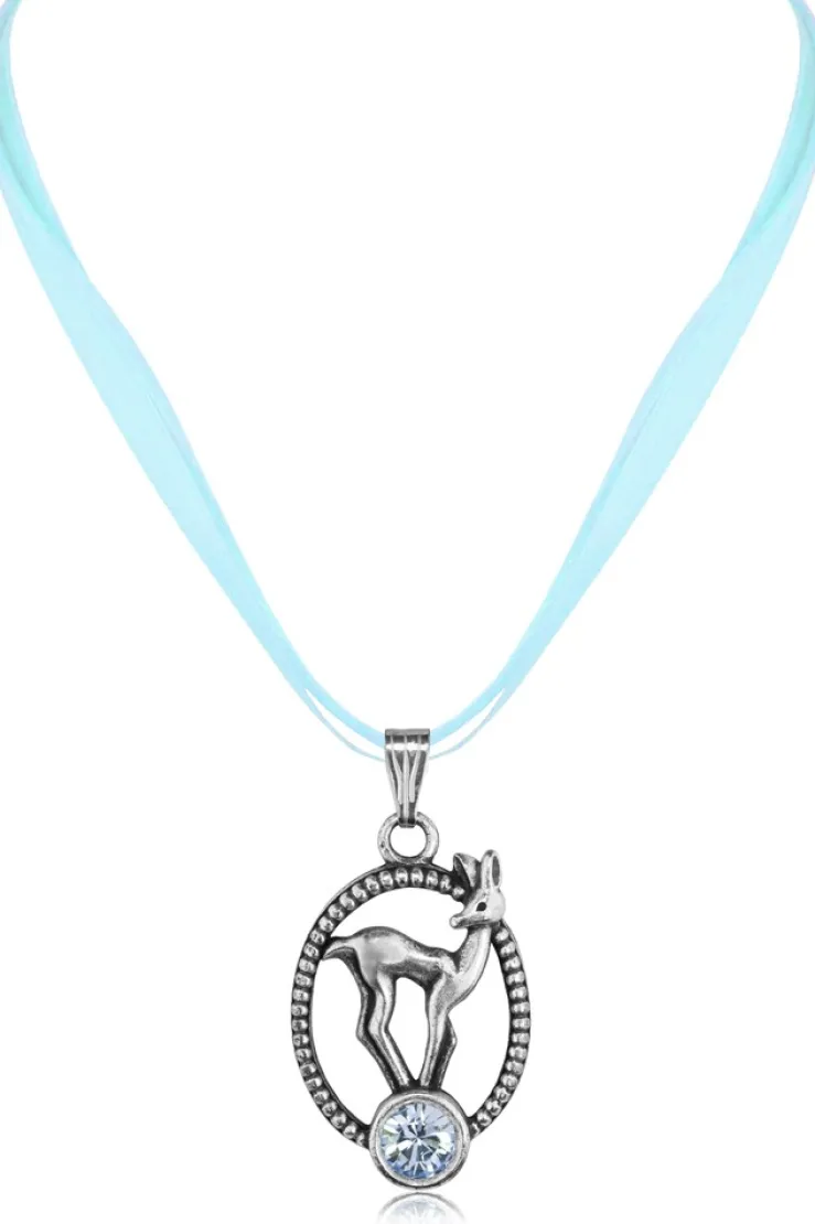 LUISIA® Halskette Valentina Reh mit Kristallen von Swarovski® - Hellblau