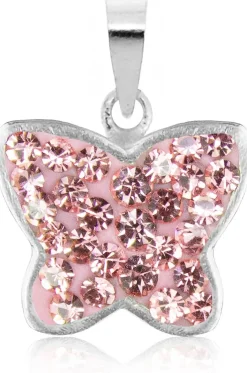 LUISIA® Kettenanhänger Schmetterling mit Kristallen von Swarovski® - 925 Sterling Silber - Rosa