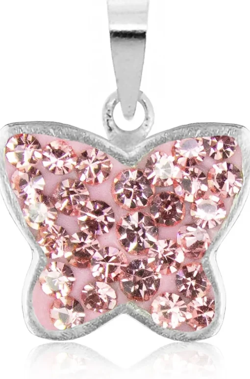 LUISIA® Kettenanhänger Schmetterling mit Kristallen von Swarovski® - 925 Sterling Silber - Rosa
