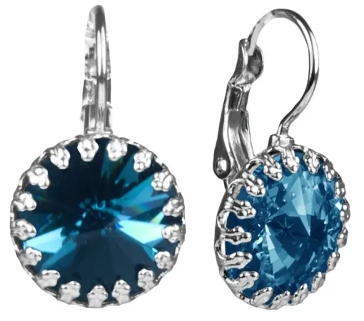 LUISIA® Kronen Ohrringe "Vivana" mit Swarovski® Element | Montana - Ozeanblau