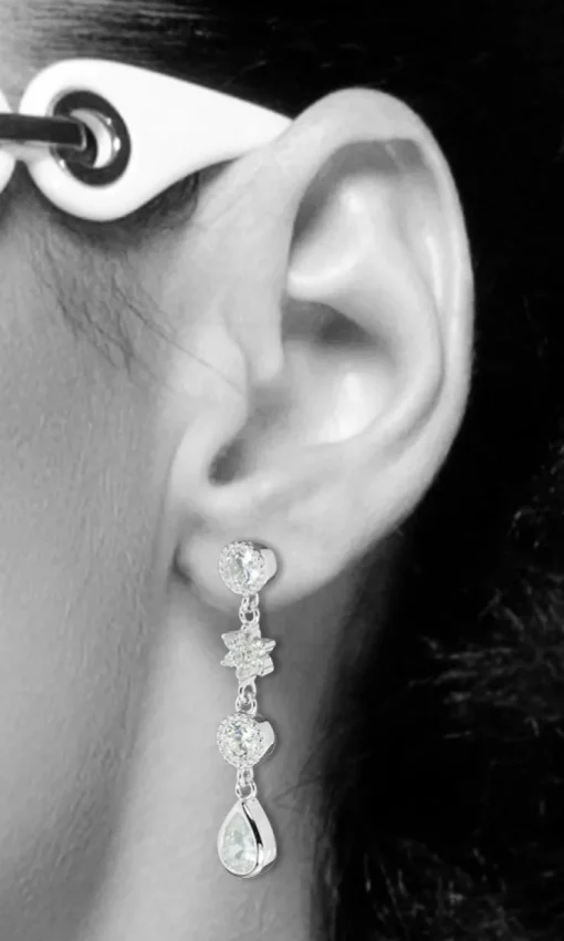 LUISIA® Ohrhänger "Sterne und Tropfen" mit Zirkonia 66986 - 925 Silber Ohrringe