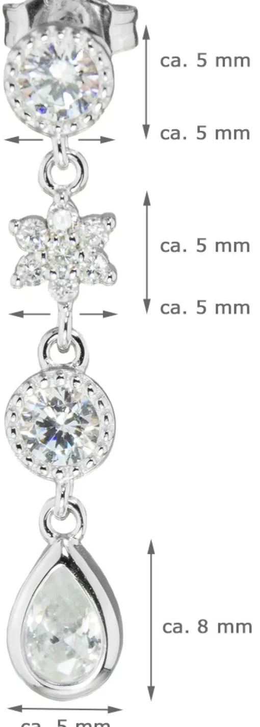 LUISIA® Ohrhänger "Sterne und Tropfen" mit Zirkonia 66986 - 925 Silber Ohrringe