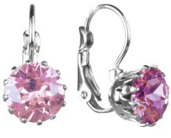 LUISIA® Ohrringe Grazia mit Kronen Anhänger und Kristall von Swarovski® - Rosa