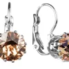 LUISIA® Ohrringe Grazia mit Kronen Anhänger und Kristall von Swarovski® - Hellbraun