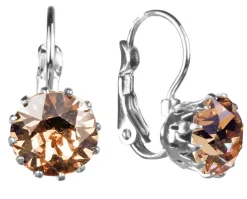 LUISIA® Ohrringe Grazia mit Kronen Anhänger und Kristall von Swarovski® - Hellbraun