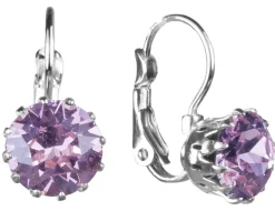 LUISIA® Ohrringe Grazia mit Kronen Anhänger und Kristall von Swarovski® - Flieder