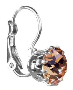 LUISIA® Ohrringe Grazia mit Kronen Anhänger und Kristall von Swarovski® - Hellbraun