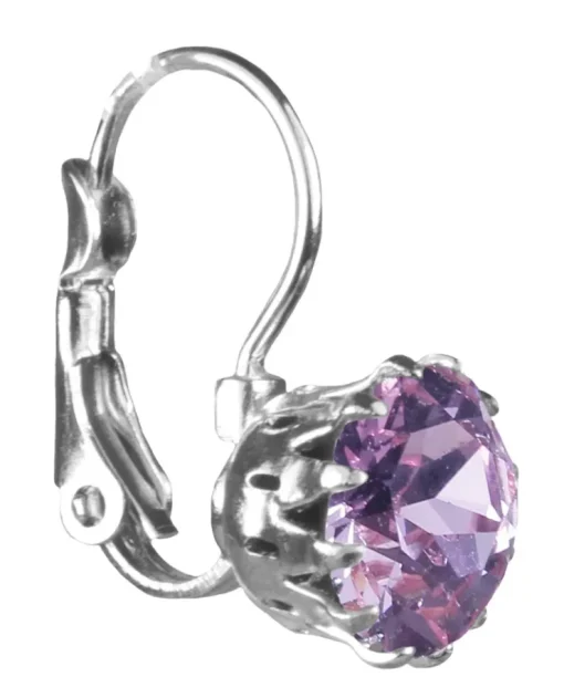 LUISIA® Ohrringe Grazia mit Kronen Anhänger und Kristall von Swarovski® - Flieder