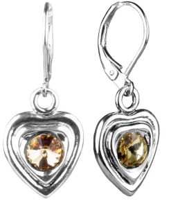 LUISIA® Ohrringe Lisanne Herzanhänger mit Kristallen von Swarovski® - Hellbraun