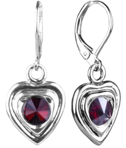 LUISIA® Ohrringe Lisanne Herzanhänger mit Kristallen von Swarovski® - Dunkelrot
