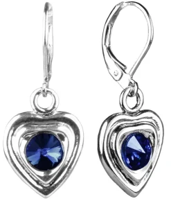 LUISIA® Ohrringe Lisanne Herzanhänger mit Kristallen von Swarovski® - Ozeanblau