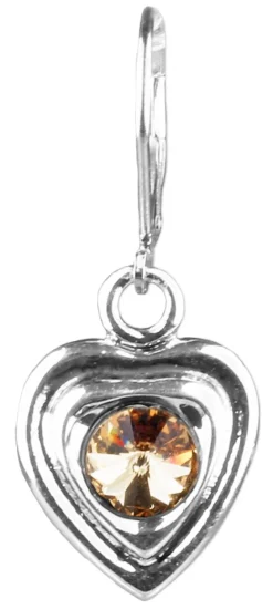 LUISIA® Ohrringe Lisanne Herzanhänger mit Kristallen von Swarovski® - Hellbraun