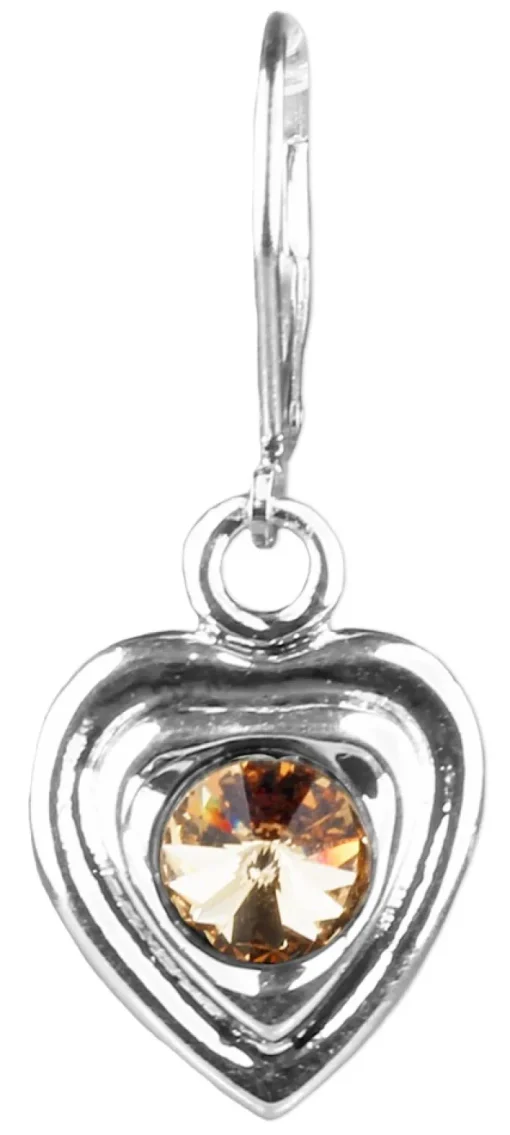LUISIA® Ohrringe Lisanne Herzanhänger mit Kristallen von Swarovski® - Hellbraun