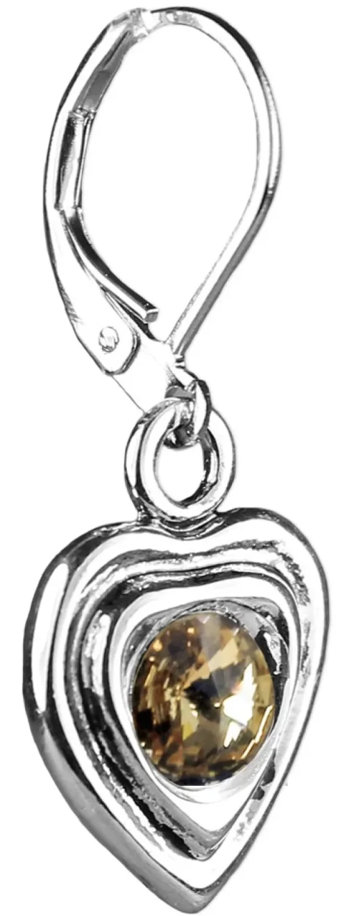 LUISIA® Ohrringe Lisanne Herzanhänger mit Kristallen von Swarovski® - Hellbraun