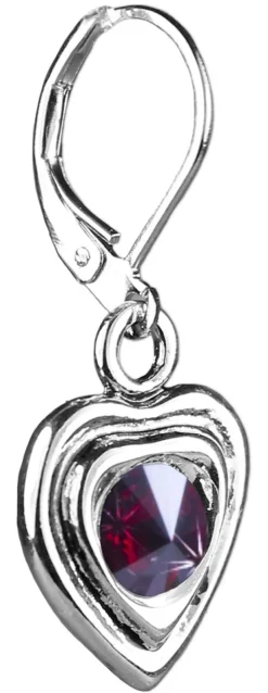 LUISIA® Ohrringe Lisanne Herzanhänger mit Kristallen von Swarovski® - Dunkelrot