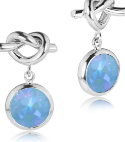 LUISIA® Ohrringe mit Knoten und Kristall von Swarovski® - Silber / Ocean Delite