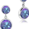 LUISIA® Ohrringe "Fjella" mit zwei Kristallen von Swarovski® - Silber / Royal Blue Delite