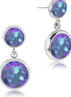 LUISIA® Ohrringe "Fjella" mit zwei Kristallen von Swarovski® - Silber / Royal Blue Delite