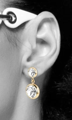 LUISIA® Ohrringe "Fjella" mit zwei Kristallen von Swarovski® - Silber / Royal Blue Delite