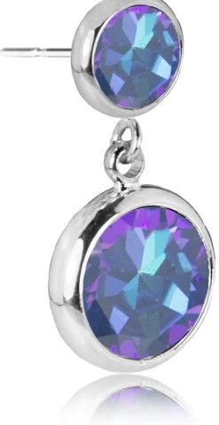 LUISIA® Ohrringe "Fjella" mit zwei Kristallen von Swarovski® - Silber / Royal Blue Delite