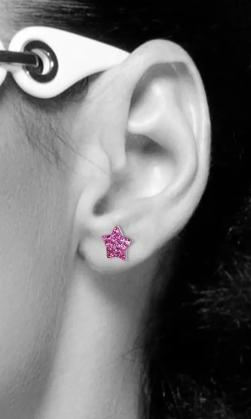 LUISIA® Ohrringe Stern mit Kristallen von Swarovski® - 925 Sterling Silber - Pink