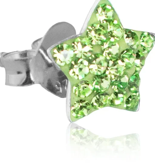 LUISIA® Ohrringe Stern mit Kristallen von Swarovski® - 925 Sterling Silber - Hellgrün