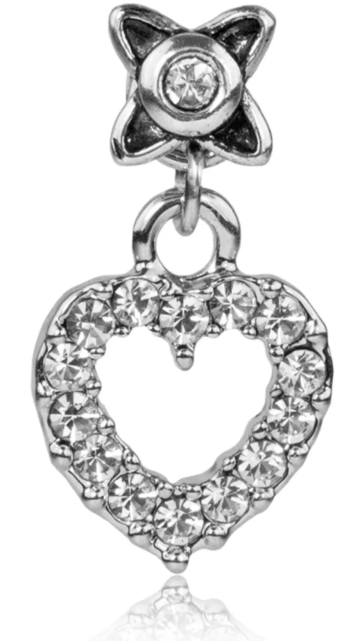 LUISIA® Ohrstecker Elara mit Strass Herzanhänger - Silber / Kristall