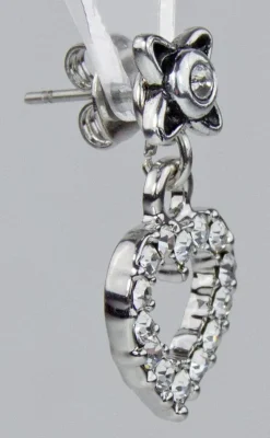 LUISIA® Ohrstecker Elara mit Strass Herzanhänger - Silber / Kristall