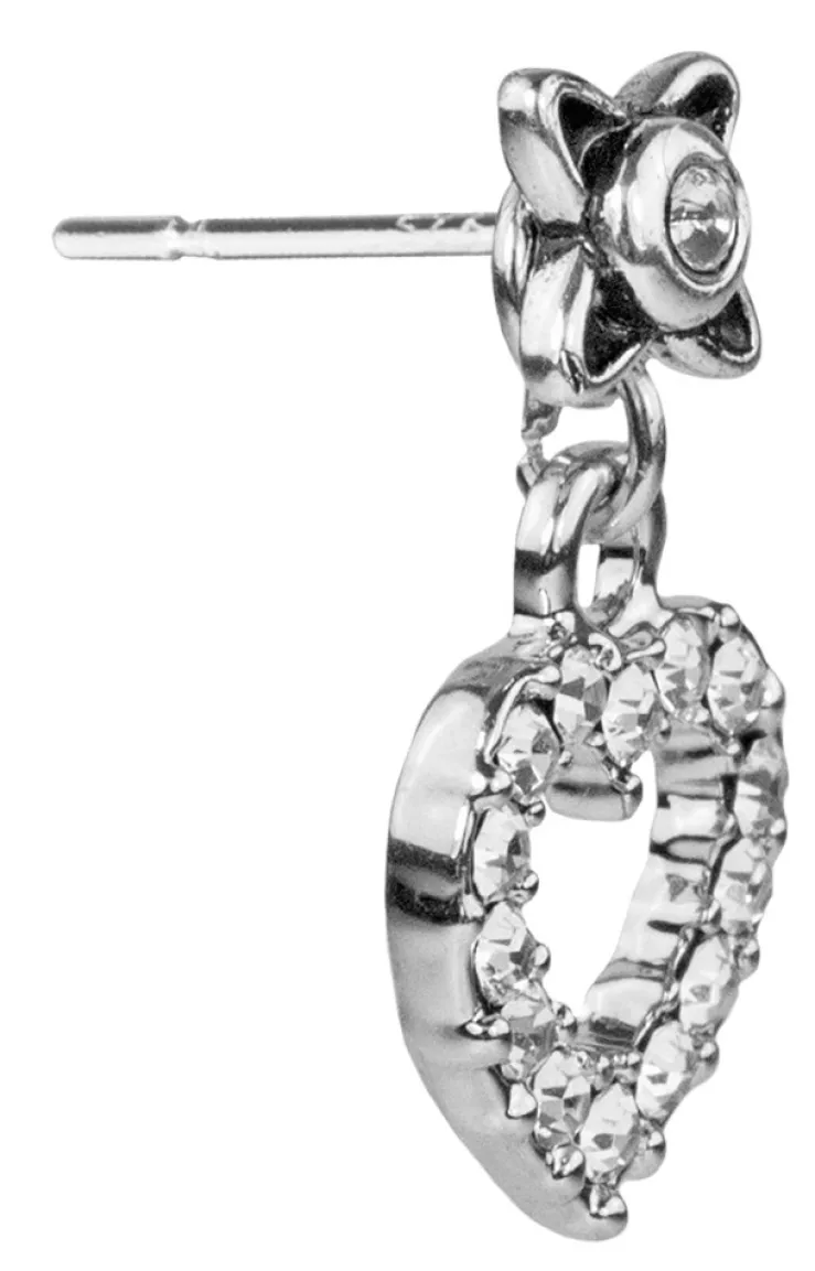 LUISIA® Ohrstecker Elara mit Strass Herzanhänger - Silber / Kristall