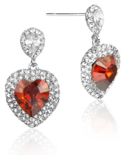 LUISIA® Ohrstecker Herz mit Kristallen von Swarovski® - Rot/Kristall