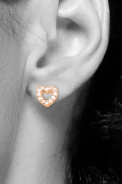 LUISIA® Ohrstecker Herz mit Zirkonia - 925 Sterling Silber Roségold