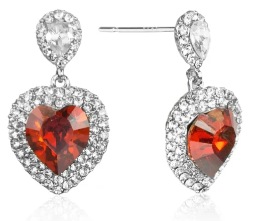 LUISIA® Ohrstecker Herz mit Kristallen von Swarovski® - Rot/Kristall