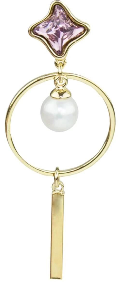 LUISIA® Ohrstecker mit Ring, Perle und Kristallen von Swarovski® vergoldet - Lila