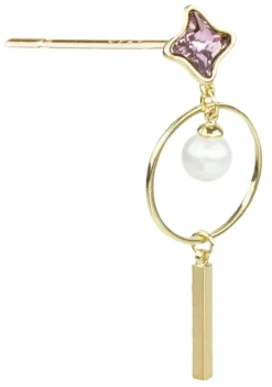 LUISIA® Ohrstecker mit Ring, Perle und Kristallen von Swarovski® vergoldet - Lila