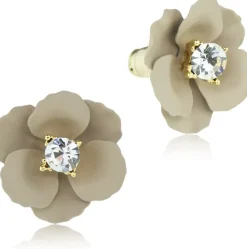 LUISIA® Ohrstecker Nelia mit Blumen - 16 Karat vergoldet Sand