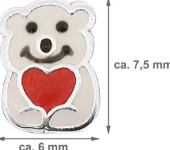 LUISIA® Ohrstecker "Eisbär Weiss mit rotem Herz" E-14672 - 925 Sterling Silber