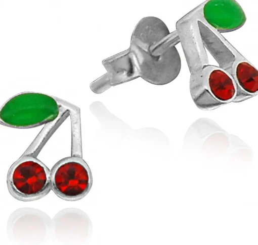 LUISIA® Ohrstecker "Kinder Ohrringe Kirschen mit Kristallen von Swarovski®" 925 Silber