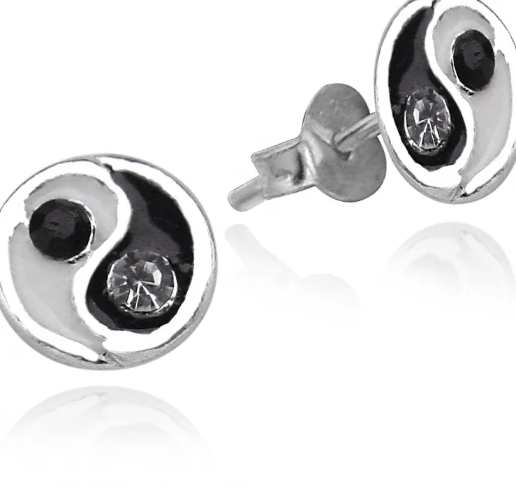 LUISIA® Ohrstecker Yin Yang mit Kristall von Swarovski® - 925 Sterling Silber