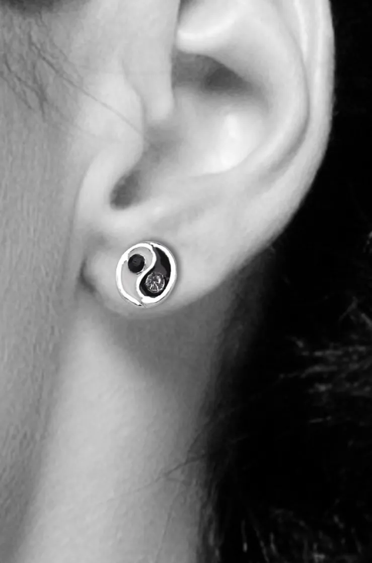 LUISIA® Ohrstecker Yin Yang mit Kristall von Swarovski® - 925 Sterling Silber