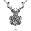 LUISIA® Perlen Halskette mit Hirsch Anhänger - Weiß Silber