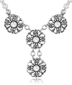LUISIA® Perlen Halskette mit Blüte und Perle