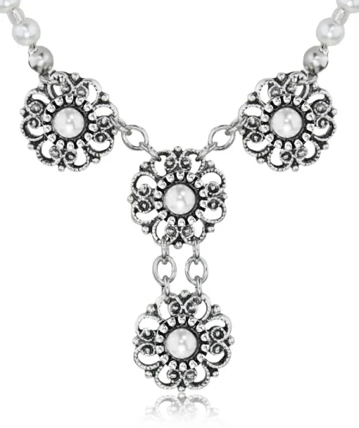 LUISIA® Perlen Halskette mit Blüte und Perle
