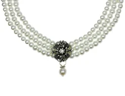 LUISIA® Perlencollier "Nyala" 3-reihig mit Kristall von Swarovski® 48322-1
